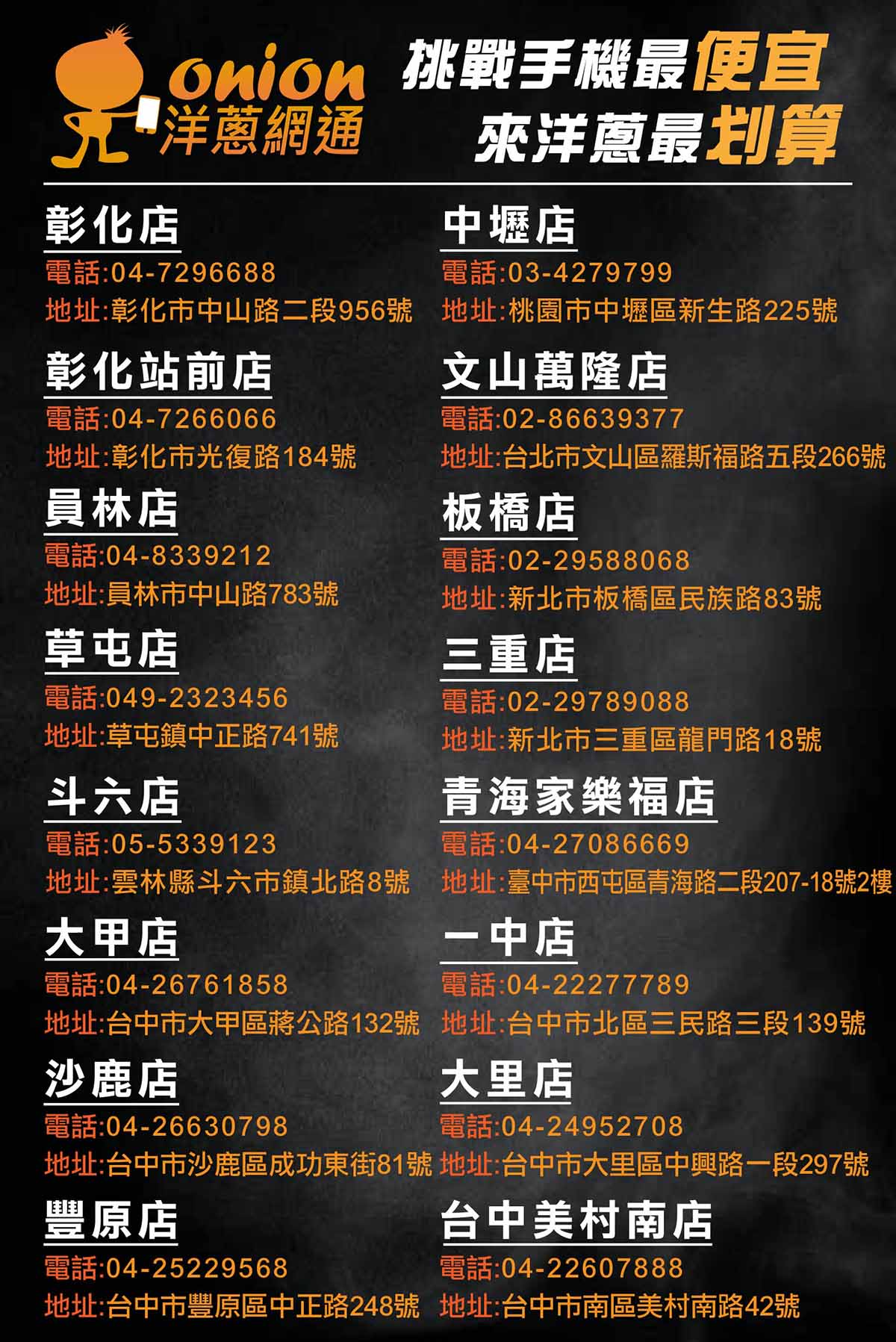 洋蔥網通門市據點