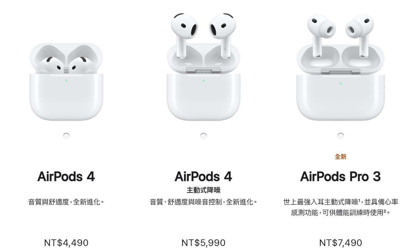 Airpods 4比較外觀差異