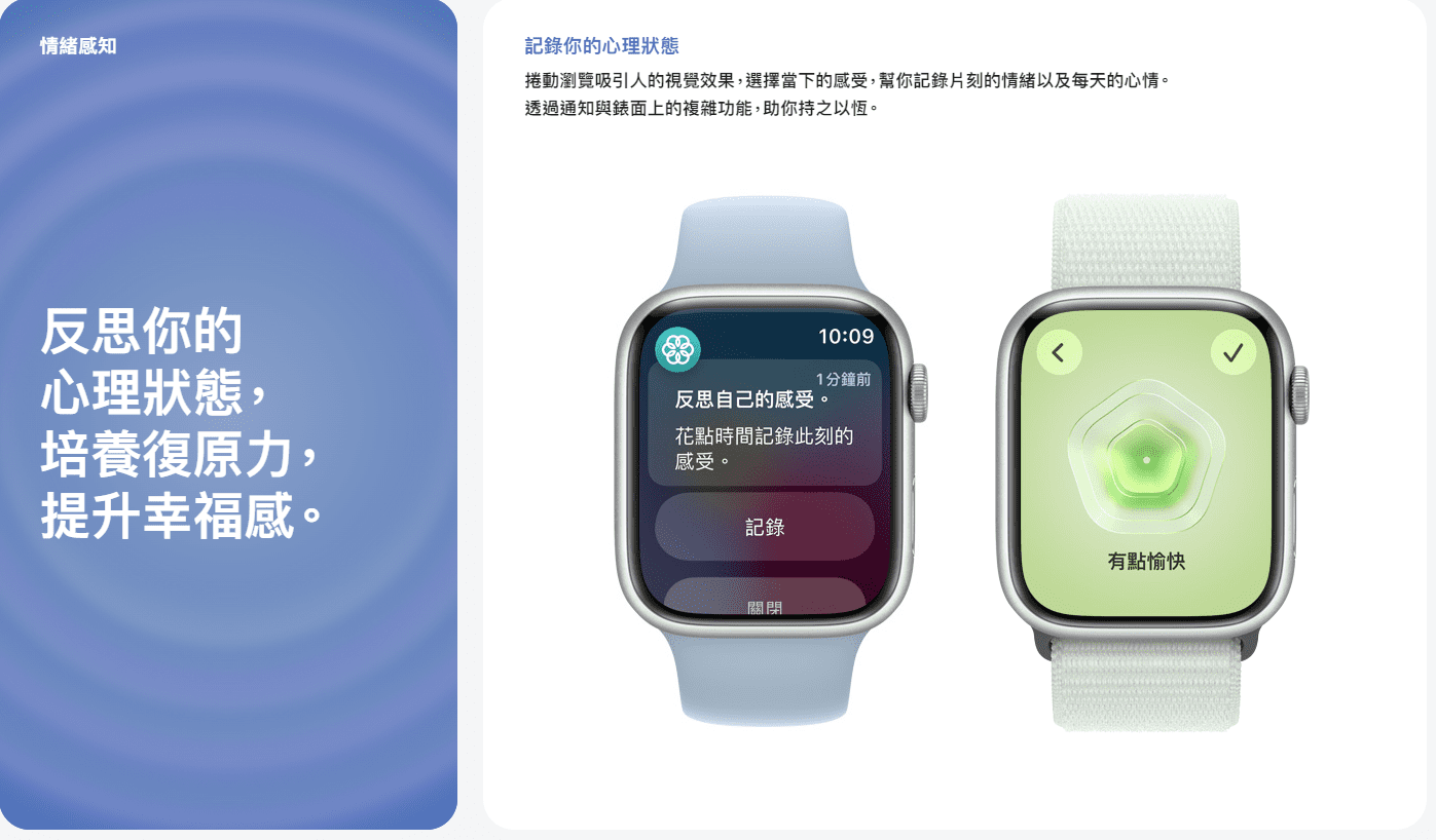 apple watch 功能比較 心理健康