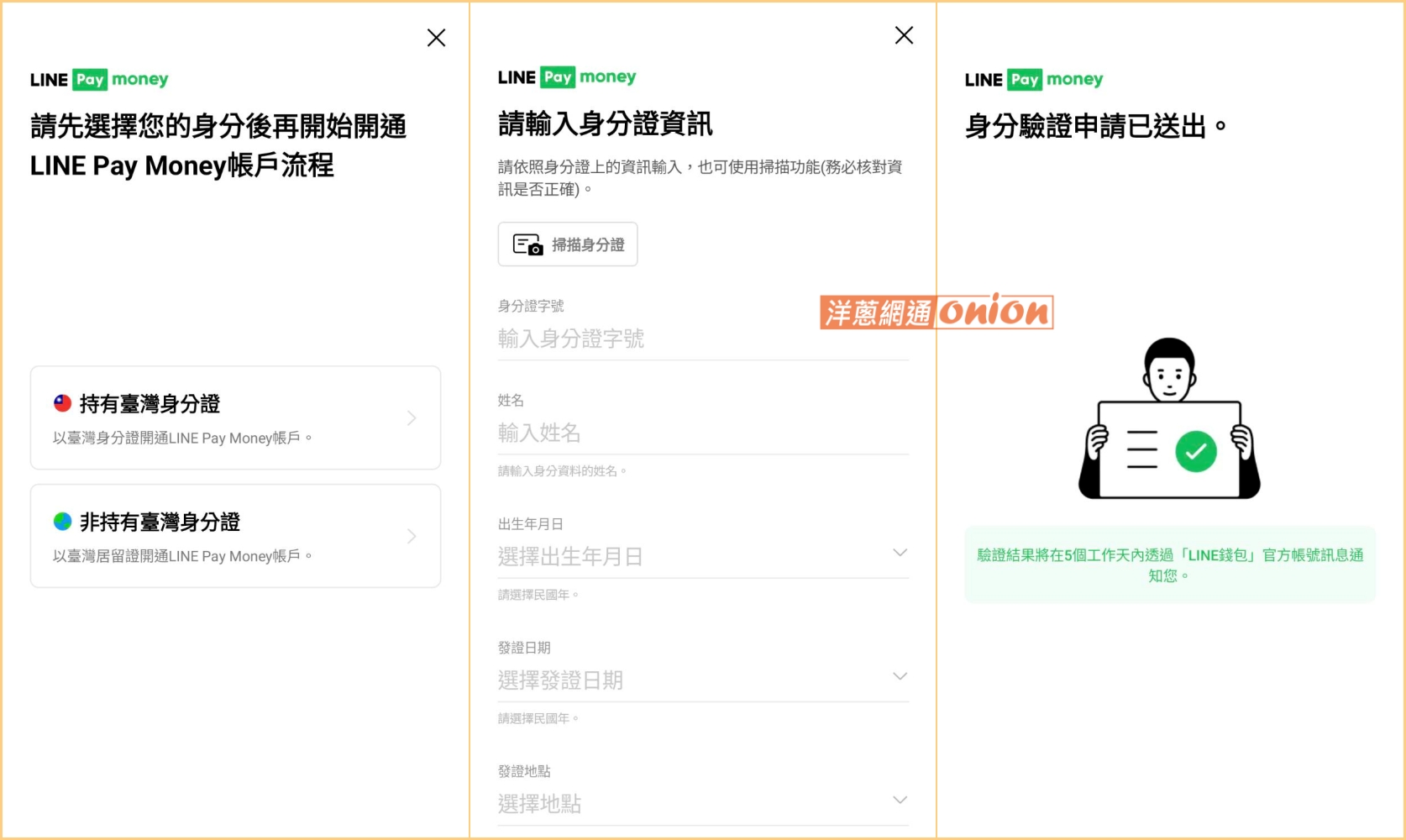 LINE PAY MONEY 註冊身分驗證