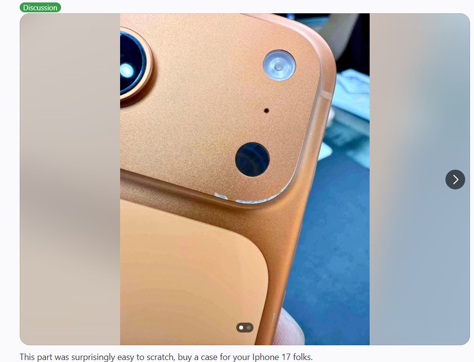 iPhone 17 Pro 刮傷災情