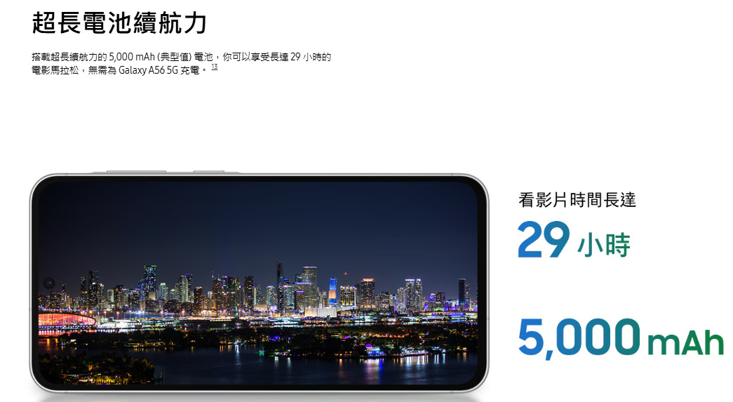 三星A56電池續航