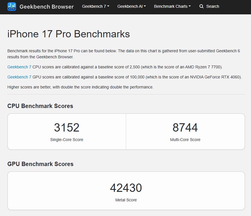 iphone 17 pro geekbench跑分數據
