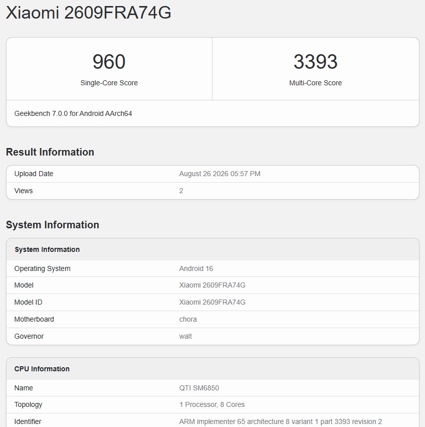 redmi note 17 pro max geekbench