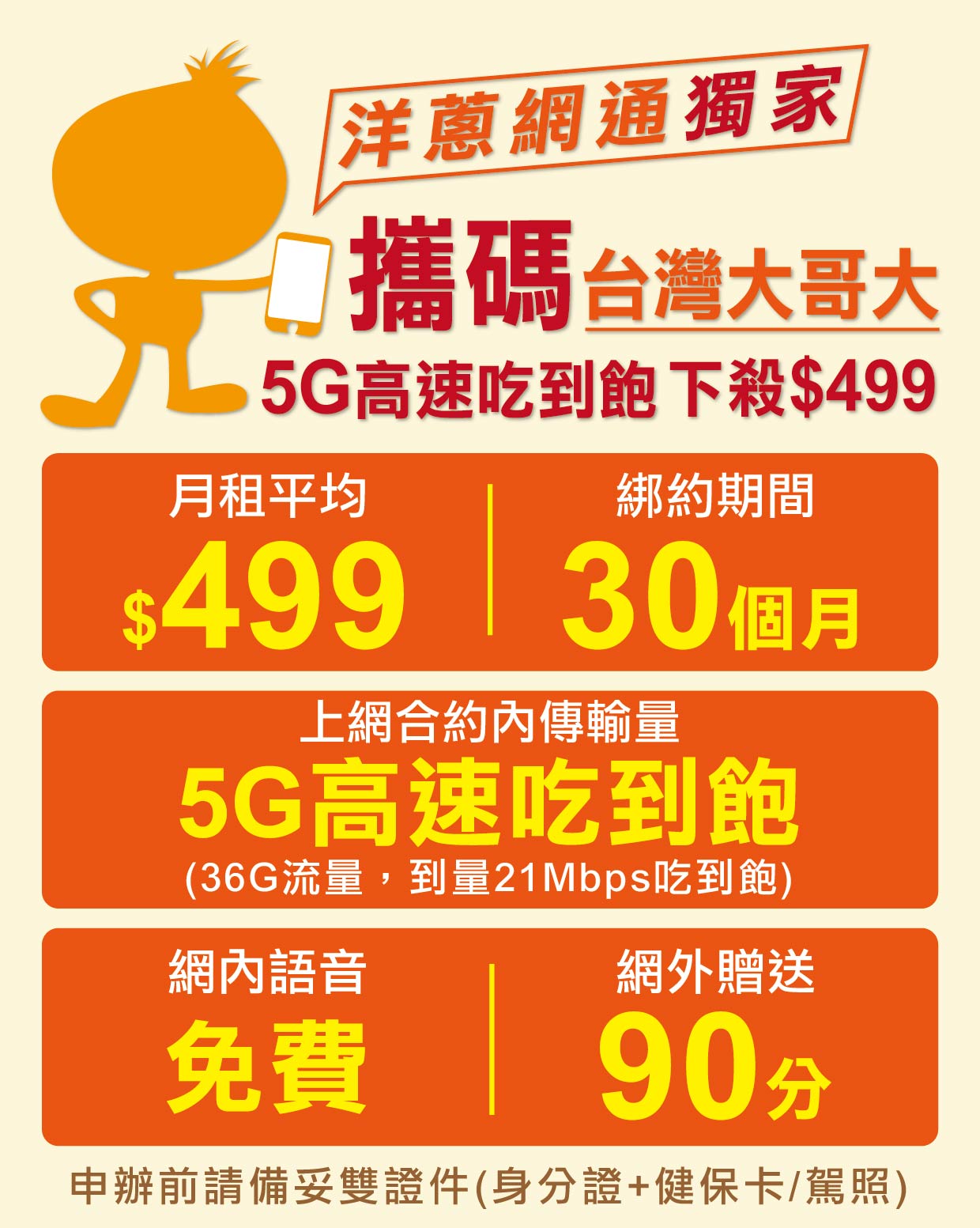 台灣大哥大5g499高速吃到飽