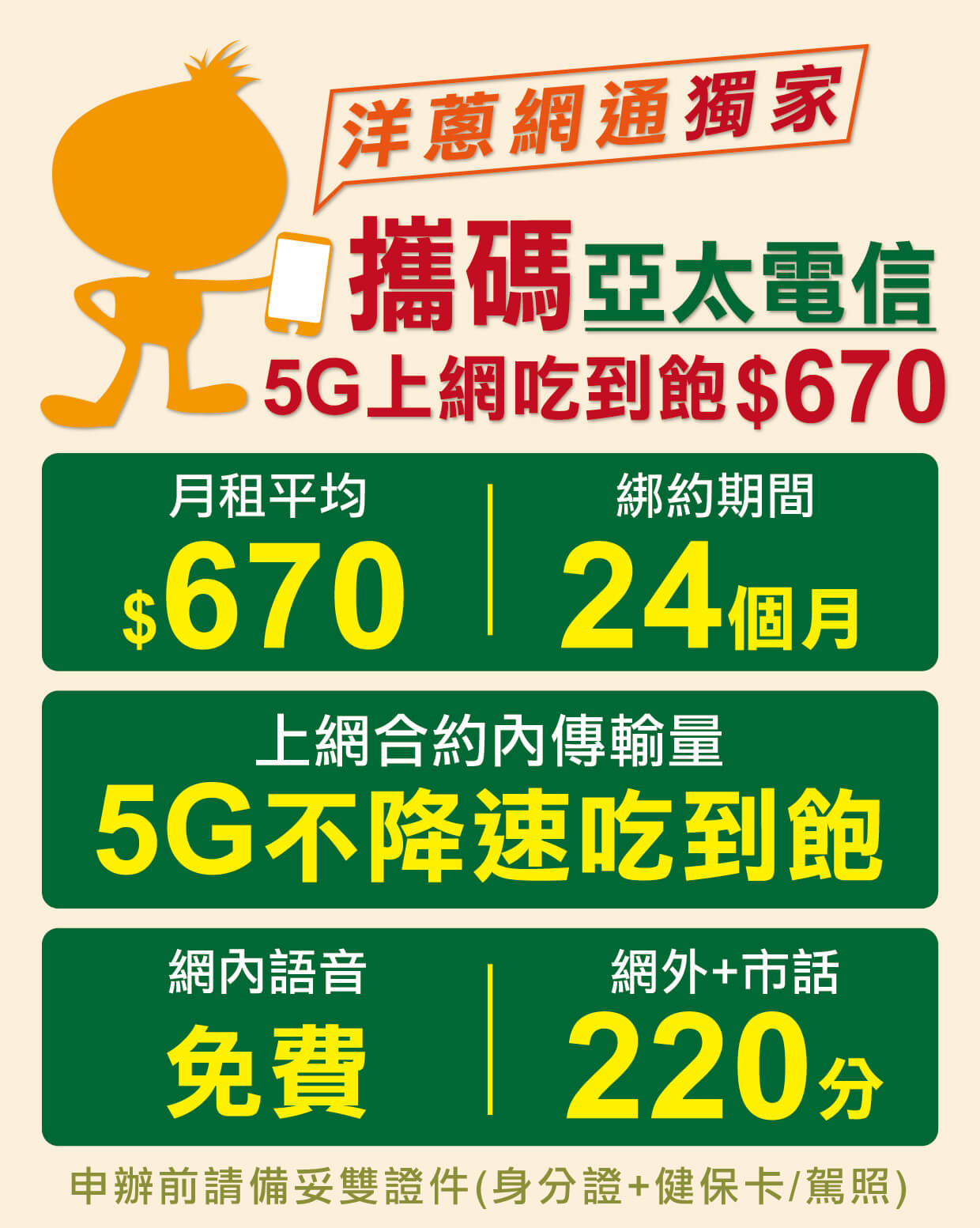 亞太電信5G吃到飽方案