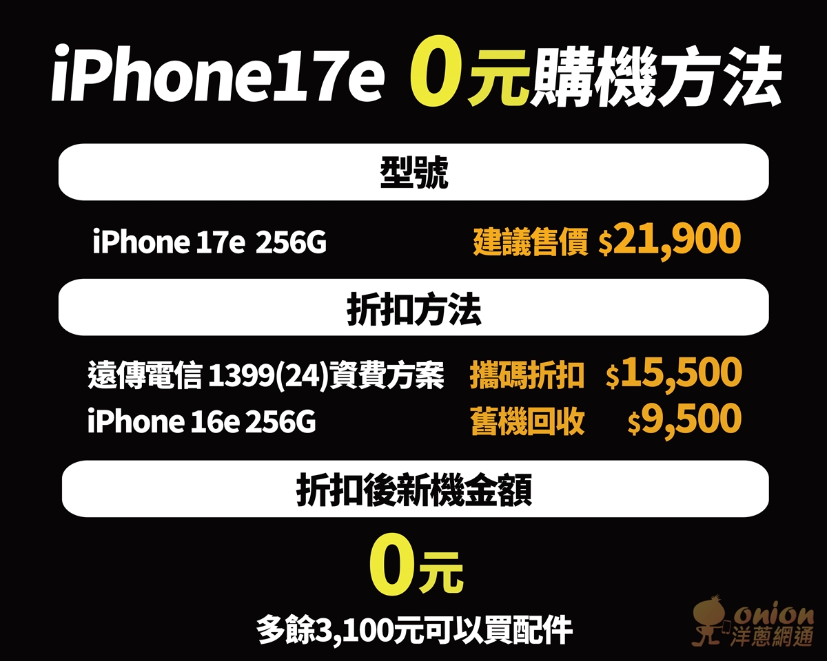 iPhone 17e 0元購機的方法