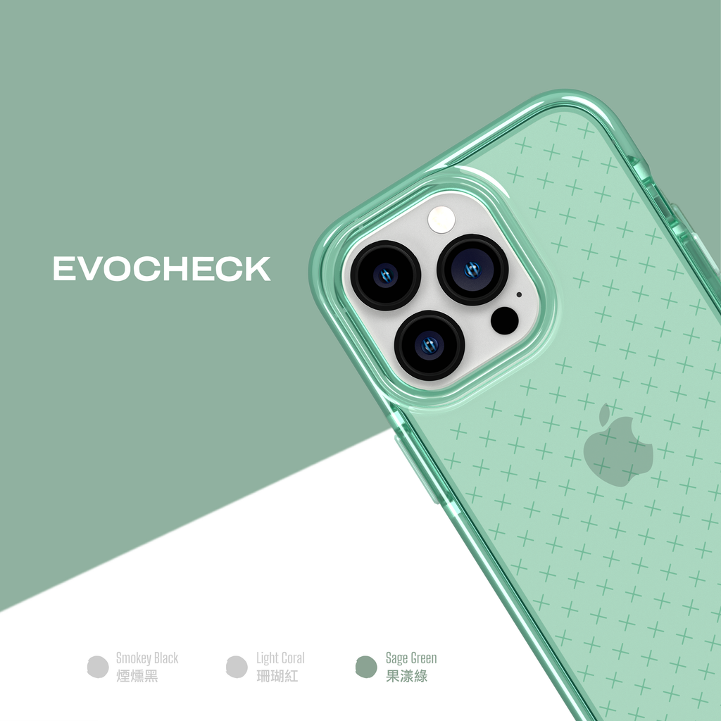 EvoCheck 抗菌格紋防摔保護殼 透綠 for iPhone 13 Pro
